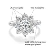 Luxury Sun Flower Ring 2 Diamond Lotus Women Fancy Wedding Rings Sterling Silver Fine Jewelry Set 240113