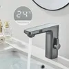 Bathroom Sink Faucets Vidric Black Gray Smart Sense Faucet Touchless Digital Display Basin Mixer Battery Power Cold Mixed Water Inductive