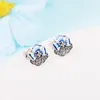 Stud Oorbellen 2024 925 Sterling Zilver Blauw Viooltje Bloem Voor Vrouwen Sieraden Bruiloft Oorbel Oor Brincos