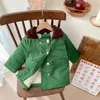 Manteau en duvet pour bébés garçons et filles, manteaux d'hiver en coton, vêtements vert armée pour enfants, vestes en peluche, Cardigan à boutons épais, col en fourrure de 4 à 14 ans