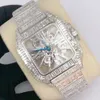 Hip Hop Takı Paslanmaz Çelik Görünmez Ayar Buzlu Diamond Watch Baget VVS Moissanite Saat