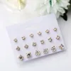 Stud Earrings Set Of 9 Pairs Pearl Zircon Card One Week Simple Design