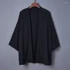 Abbigliamento etnico Moda Primavera Estate Cappotto in tinta unita Kimono giapponese Cardigan Haori per donna Uomo Indumento esterno sottile e sciolto