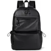 A 14 Inch Men's Backpack Large Capacity Travel Leisure Solid Color Pu Computer Backpack Fashion Men And Women Students Schoolbag 240113