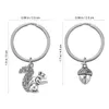 Keychains Amosfun 1 Pair Personalized Squirrel And Pinecone Key Rings Creative Metal For Lovers