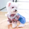 Cão vestuário verão jean vestido roupas para animais de estimação floral denim saia pequena princesa cachorrinho chihuahua teddy