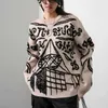 Мужские свитера AC осень/зима новый 3D граффити жаккардовый вязаный свитер с буквами пуловер с длинным рукавом свободный модный вязаный свитер