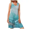 Casual Dresses Fashion Women 2024 Summer Printing Sleeveless Tunic For Plus Size T-Shirt Dress Beach Sundress Vestidos