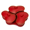 Plates With Cover Dried Nuts Serving Tray Toothpick Tube 3-Compartment Candy Box Love Shape Snack Storage Treat Guests