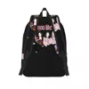 Bolsos Mochila negra de moda Mochilas kawaii de dibujos animados lindos de color rosa Mochilas escolares suaves de estilo al aire libre para mujer Mochila colorida