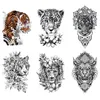 Maquillage tatouage motif Animal autocollant tigre Lion léopard demi bras HB Emmy transfert d'eau ensemble Simulation