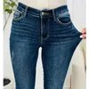 Kvinnors jeans sexiga mager hög elastiska denim för kvinnors kontor-lady mode hög midja rippade blyertsbyxor dambyxor 30472
