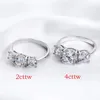 Smyoue biały złoto 42CT Pierścień dla kobiet Bringling Lab Diamond Wedding Proase S925 Solid Srebrna biżuteria Wholesale 240113