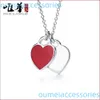 2024 Bijoux Designer T Colliers Romantique Amour Double Coeur Pendentif Femme Rouge Vert Rose Émail Collier De Luxe Simple Article