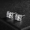 Stud Earrings SpringLady 7 7MM High Carbon Diamond Emerald Cutter 925 Sterling Silver Anti Allergy White Rectangle