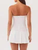 Casual Dresses Women s Summer Tube Dress Kontrast Färg ärmlös axellös fluga främre mini a-line klubbkläder