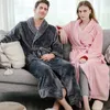 Women Winter Plus Size Long Warm Flannel Bathrobe Men Velvet Bath Robe Bride Dressing Gown Jacquard Lovers Night Sleepwear 240113