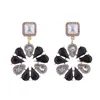 S925 Silver Needle Round Alloy Full Diamond Flower Pearl earrings Women European and American New Fashion Network Red Niche Niche earrings