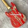 ZZ Top Dusty Hill BillyGibbons John Bolin Peeler Precision Relic Red Электрическая бас-гитара Хромированная фурнитура Белая накладка Винтажные тюнеры Зеркальная панель управления