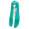 WHIMSICAL W Synthetic Hair Miku Cosplay Long Green Heat Resistant Party s with 2 Clip tails 240113