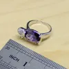 Colliers en forme d'éléphant violet zircon cubique blanc Cz Sterling Sier ensembles de bijoux femmes boucles d'oreilles/pendentif/collier/bagues