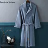 Top Quality 100% Cotton Waffle Bathrobe Men Normal Thick Absorbent Bath Robe Male Spring Autumn Solid Dressing Gown 240113