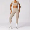 Frauen Zweiteilige Hosen Gym Set Trainingsanzug Yoga Workout Kleidung Kurzarm Trainingsanzug Für Fitness Tragen Weibliche Casual Sport Outfit