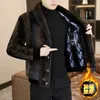 Luksusowe zimowe furtee norki Men Lapel Vintage Casual Business Imitation Fur Coat Office Social Men's Odzież M-4xl 240113