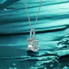 Sieraden Set voor Vrouwen Princess Cut D Kleur Diamant 925 Sterling Zilveren Hanger Ketting Stud Oorbel met Certificaat 240113