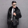 Luksusowa marka z dużym rękawem Faux Fur Płaszcz Mężczyźni zimowi ciepły gęsty futra Busines