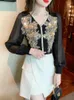 Women's Blouses Satin Chinese Style Shirt Loose Fashion Clothing Long Sleeves Spring/Summer Vintage Women Tops YCMYUNYAN