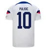 2023 Pulisic Usas Soccer Jerseys Reyna Aaronson Weah Acosta McKennie 23 24 Maillot de Futol Ferreira Dest Morgan oss en hemfotbollskjorta Rapinoe Dunn Kvinnor barn