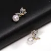 Dingle örhängen naturlig sötvatten pärla fjäril kristalltassel örondropp för kvinnor charm smycken söt romantik festtillbehör gåva