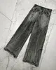 Y2K Destroyed Stitching Jeans Herren Schwarz Washed Gothic Style Street Trend Kleidung Retro Loose Wide Leg Hose Herbst Jungs 240113