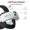 메타 퀘스트 용 조절 가능한 헤드 스트랩 3 60008000mah 충전식 VR 대역 LED 백라이트 경량 액세서리 240113