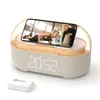 Speakers 2023 Newest Wooden Bluetooth Speaker with Digital Alarm Clock Wireless Charger FM Clock Radio Adjustable LED Night Light Home