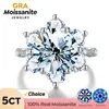 GRA 100 réel 5CT gros diamant classique bague de tournesol pour les femmes cadeau 925 en argent Sterling de mariage de luxe bijoux fins 240113