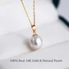 Necklaces Yunli Real Yellow Gold Necklace Pendant Water Drop Natural Freshwater Pearl Pure Au750 Fine Jewelry for Women Pe020