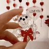 Eu te amo urso de cristal presente do dia dos namorados vidro artificial rosa flor mães festa de casamento chá de bebê para convidados 240113