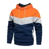 Autumn and Winter Blue Street Casual Sports Hoodie with Loose Side Seam Pockets and Color Blocking Youth Hoodie