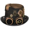 Boinas Steampunk Chapéu Masculino com Óculos Vintage Gay Top Gótico Halloween Masquerade