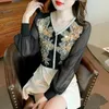 Damskie bluzki satynowe chińskie koszulę w stylu luźne ubranie mody długie rękawy wiosna/lato vintage damskie topy ycmyunyan