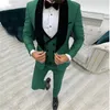 Men's Suits 2024 Fashion Business Men Suit 3 Pieces Male Dress Custom Groom Wedding Tuxedo Black Velvet Lapel Blazer Vest Pants