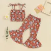 Kledingsets Peuter Baby Meisje Zomerkleding Bloemen Spaghetti Cami Top Flare Broek Bell Bottom Outfit 2-delige set