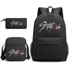 Bags Hot Stray Kids Backpack Messenger Bag Pencil Case 3pcs Set Student School Supplies Backpack Daily Casual Shoulder Bags