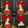 7JHH S Royal Red Queen Light cheveux courts bouclés synthétique coeur Cosplay s Halloween Costume Party 240113