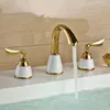 Badrumsvaskar kranar Vidric Luxury 3 -stycken Set Faucet Mixer Deck Mounted Tap Basin Toalett Gyllene finish YS