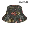 Berets Noite Jardim Balde Chapéu Sun Cap Flor Padrão Floral Vintage Retro Simples Botânico Escandinavo Dobrável Ao Ar Livre Pescador