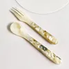 Spoons Natural Shell Spoon and Fork With Crumble Handle Dessert Caviar Teskoon Handicrafts Kitchen Tool