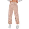 Calças femininas mulheres calças casuais inverno bottoms aconchegante pelúcia quente cintura alta sweatpants com faixas de tornozelo para o outono